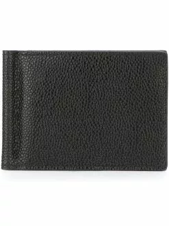 Thom Browne Money Clip Wallet In Black Pebble Grain