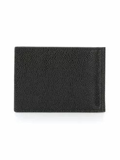 Thom Browne Money Clip Wallet In Black Pebble Grain