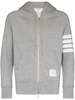 Thom Browne Engineered 4-Bar Zip-Up Jersey Hoodie