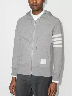 Thom Browne Engineered 4-Bar Zip-Up Jersey Hoodie
