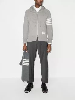 Thom Browne Engineered 4-Bar Zip-Up Jersey Hoodie