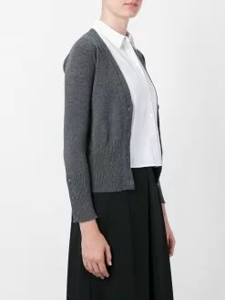 Thom Browne Classic V-Neck Cardigan In Cashmere With White 4-Bar Sleeve Stripe
