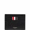 Thom Browne Card Holder With Note Compartment In Black Pebble Grain