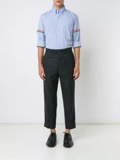 Thom Browne striped-detail long-sleeved shirt