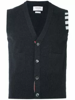 Thom Browne 4-Bar Cashmere Cardigan Vest