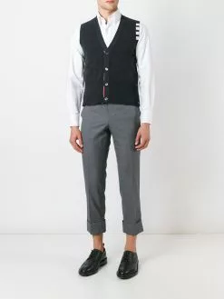 Thom Browne 4-Bar Cashmere Cardigan Vest