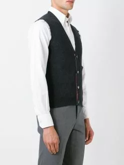 Thom Browne 4-Bar Cashmere Cardigan Vest