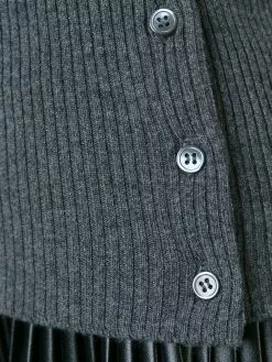 Thom Browne Sleeveless crew neck Shell Top With 4-Bar Stripe In Medium Grey Cashmere