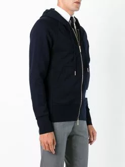 Thom Browne 4-Bar jersey zip-up hoodie
