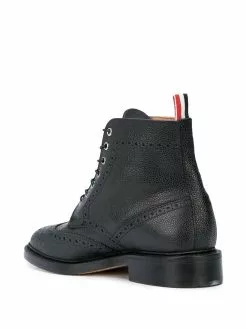 Thom Browne Wingtip Boot In Black Pebble Grain