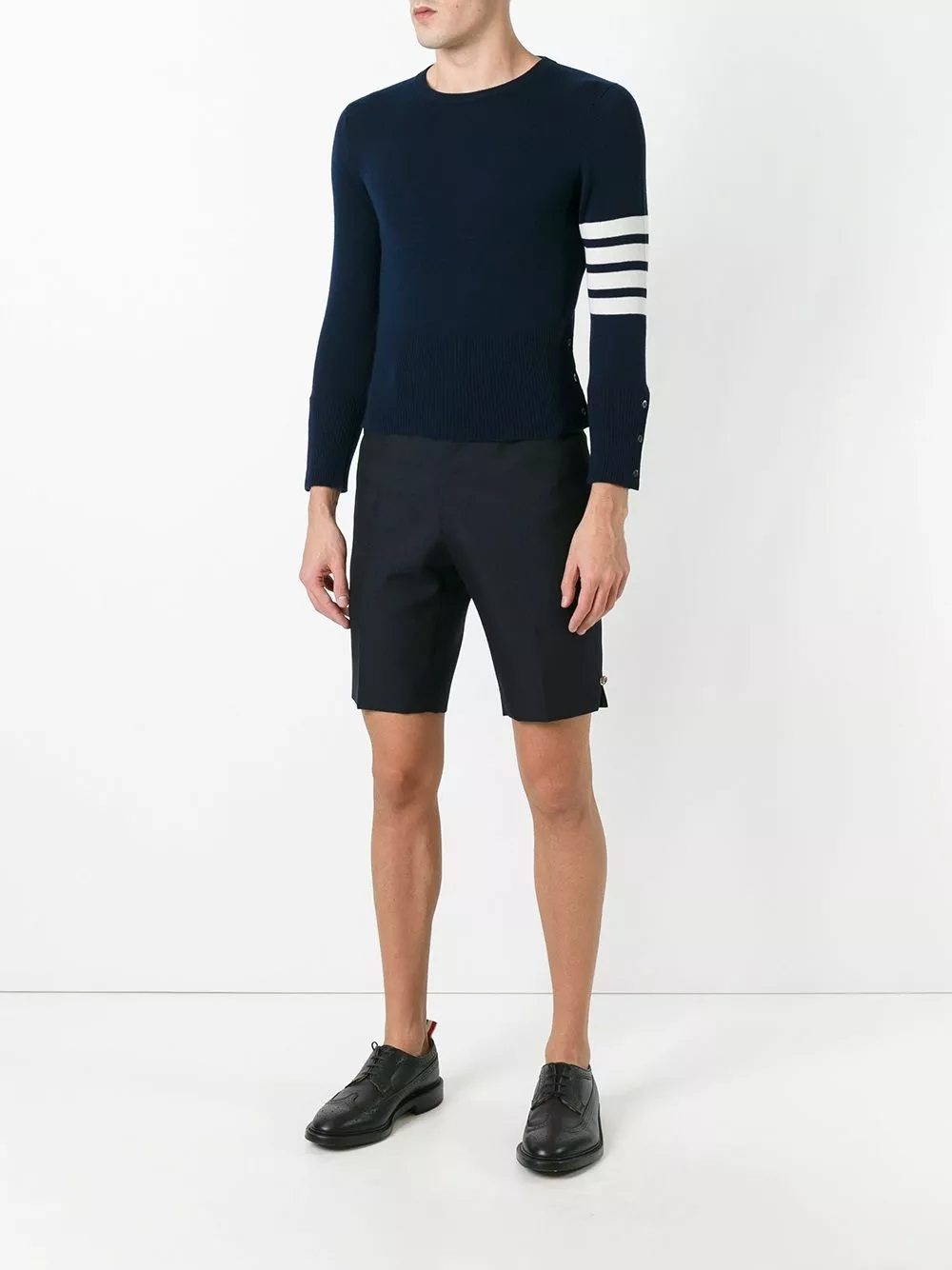 Thom Browne 4 Bar Short Cashmere Pullover knitted sweaters of men 2 Thom Browne 4-Bar Short Cashmere Pullover