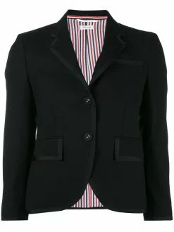 Thom Browne Classic Single Breasted Sport Coat With Grosgrain Tipping In 2 Ply Fresco