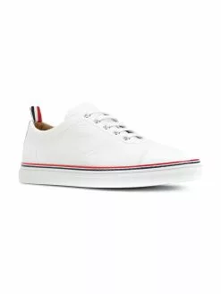 Thom Browne Straight Toe Cap Trainer In Pebble Grain & Calf Leather