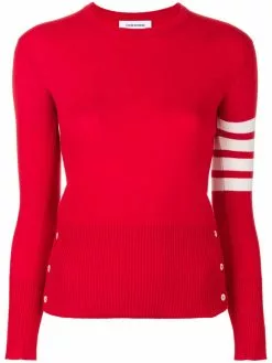 Thom Browne Classic crew neck Pullover Cashmere with 4-Bar Sleeve Stripe