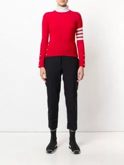 Thom Browne Classic crew neck Pullover Cashmere with 4-Bar Sleeve Stripe