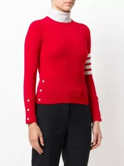 Thom Browne Classic crew neck Pullover Cashmere with 4-Bar Sleeve Stripe