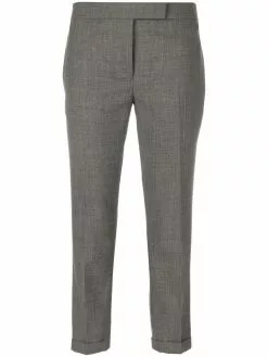 Thom Browne Lowrise Skinny Trousers In Medium Grey 2-Ply Wool Fresco