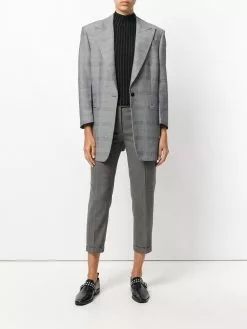 Thom Browne Lowrise Skinny Trousers In Medium Grey 2-Ply Wool Fresco