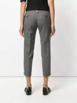 Thom Browne Lowrise Skinny Trousers In Medium Grey 2-Ply Wool Fresco