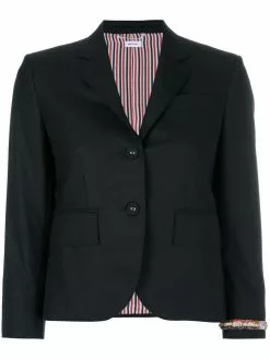 Thom Browne Classic Single Breasted Sport Coat With Wristwatch Applique & Combo Lapel In Super 120’s Twill