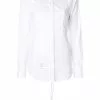 Thom Browne Lace-up Back Long Sleeve Button Down Point Collar Shirt In Solid Poplin