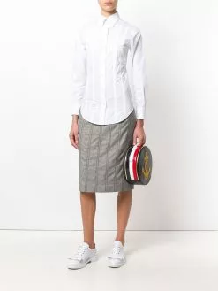 Thom Browne Lace-up Back Long Sleeve Button Down Point Collar Shirt In Solid Poplin
