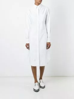 Thom Browne Long Sleeve Button Down Knee Length Shirtdress In Oxford