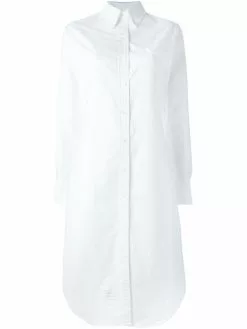 Thom Browne Long Sleeve Button Down Knee Length Shirtdress In Oxford