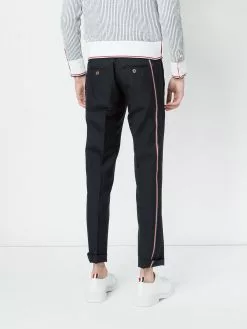 Thom Browne Low Rise Skinny Trouser With Red, White And Blue Selvedge Back Leg Placement In School Uniform Plain Weave