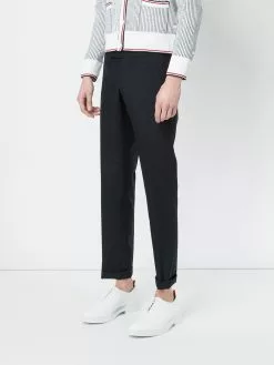 Thom Browne Low Rise Skinny Trouser With Red, White And Blue Selvedge Back Leg Placement In School Uniform Plain Weave