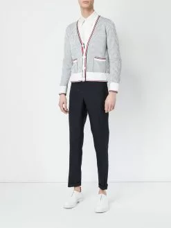 Thom Browne Low Rise Skinny Trouser With Red, White And Blue Selvedge Back Leg Placement In School Uniform Plain Weave