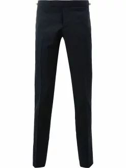 Thom Browne Low Rise Skinny Trouser With Red, White And Blue Selvedge Back Leg Placement In School Uniform Plain Weave