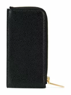 Thom Browne black Half Zip Around Wallet In Pebble Grain