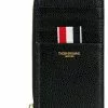 Thom Browne black Half Zip Around Wallet In Pebble Grain