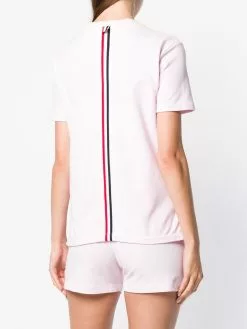 Thom Browne Relaxed Fit Short Sleeve Tee With Red, White And Blue Stripe In Classic Pique