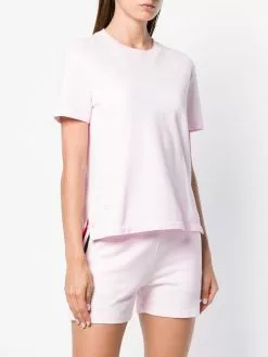 Thom Browne Relaxed Fit Short Sleeve Tee With Red, White And Blue Stripe In Classic Pique