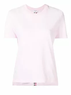 Thom Browne Relaxed Fit Short Sleeve Tee With Red, White And Blue Stripe In Classic Pique