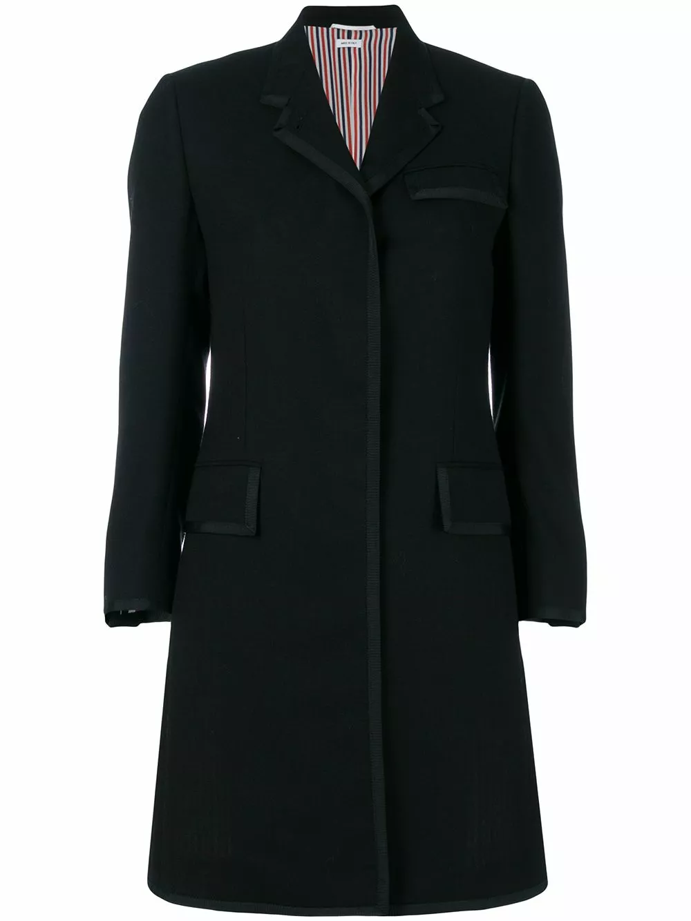 Thom Browne Grosgrain tipping Chesterfield coat single breasted coats of women 1 Thom Browne grosgrain tipping Chesterfield coat