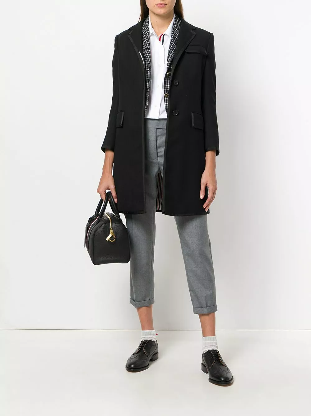 Thom Browne Grosgrain tipping Chesterfield coat single breasted coats of women 2 Thom Browne grosgrain tipping Chesterfield coat