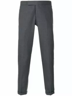 Thom Browne Engineered Striped Side Seam Solid Wool Twill Skinny Trouser