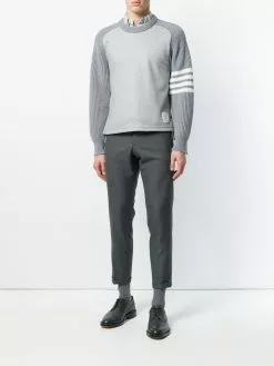 Thom Browne Engineered Striped Side Seam Solid Wool Twill Skinny Trouser