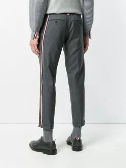 Thom Browne Engineered Striped Side Seam Solid Wool Twill Skinny Trouser