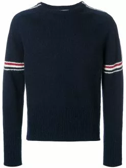 Thom Browne Rwb Intarsia Armband Tweed Pullover