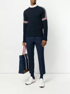 Thom Browne Rwb Intarsia Armband Tweed Pullover