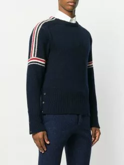Thom Browne Rwb Intarsia Armband Tweed Pullover