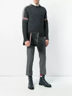 Thom Browne Vertical Intarsia Stripe Leather Medium Document Holder