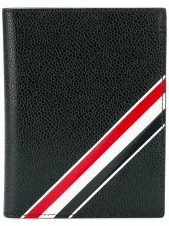 Thom Browne Diagonal Intarsia Stripe Passport Holder In Pebble Grain Leather