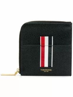 Thom Browne Vertical Intarsia Stripe Zip-around Wallet In Pebble Grain Leather