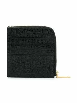 Thom Browne Vertical Intarsia Stripe Zip-around Wallet In Pebble Grain Leather