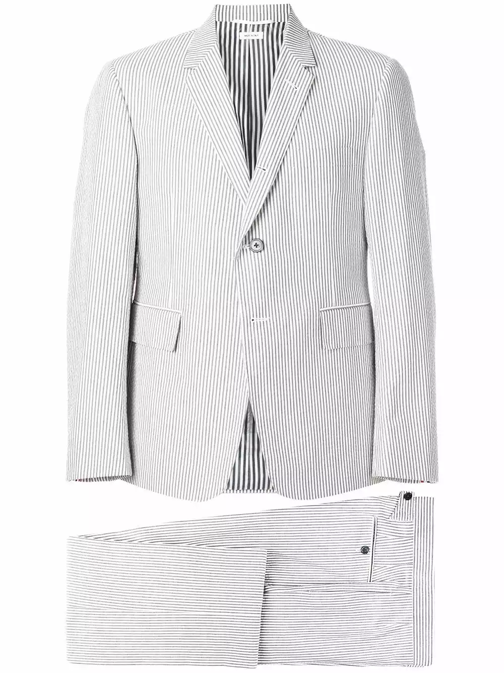 Thom Browne Seersucker Suit With Tie single breasted suits of men 1 Thom Browne Seersucker Suit With Tie